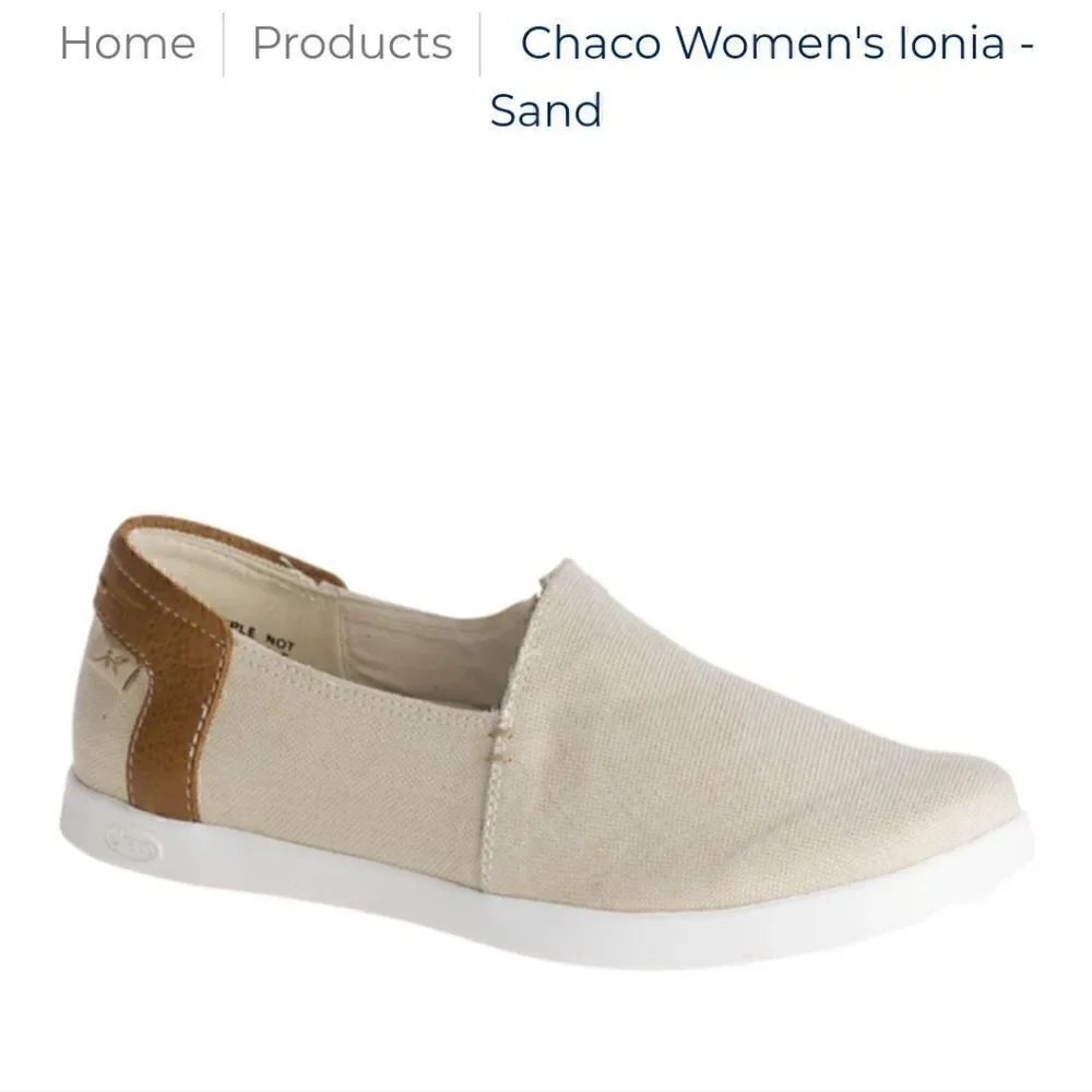 Chaco Ionia Loafer Canvas Leather Slip On Sand Tan size 7.5